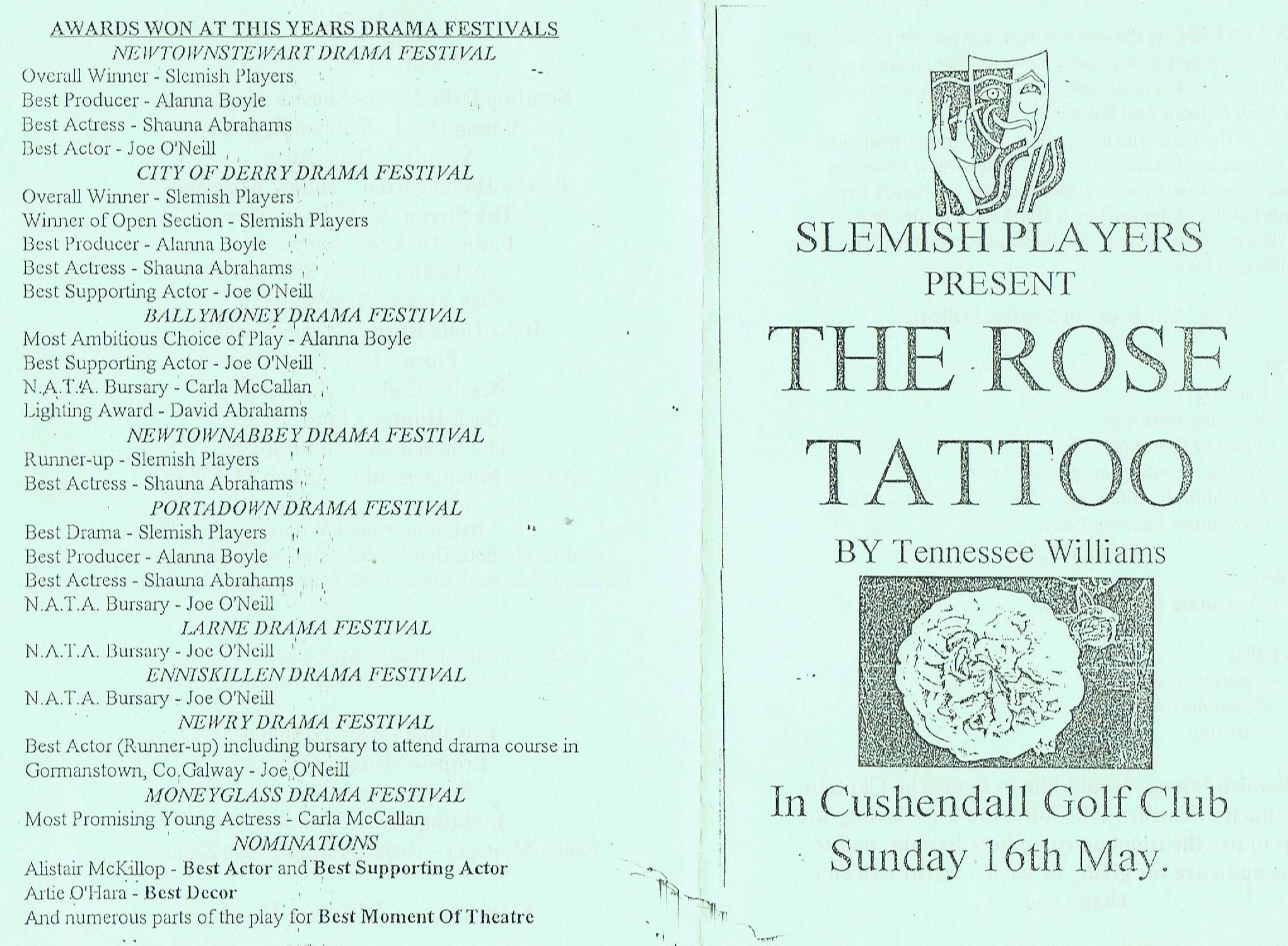 1999_RoseTattooProgrammeFrontBack